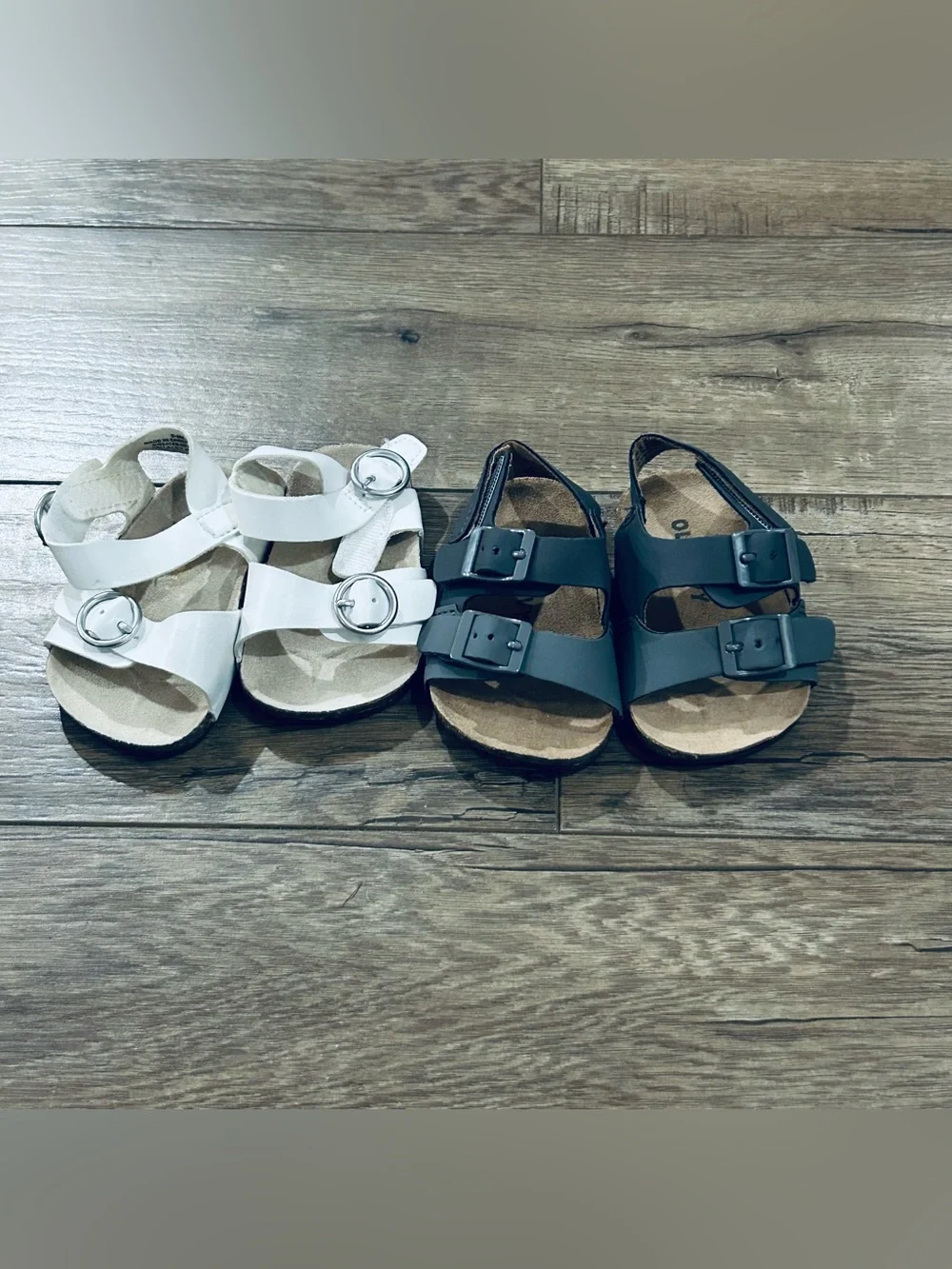 Two Pair Old Navy Double Strapped Sandals For Baby 0-3mo Gray And White